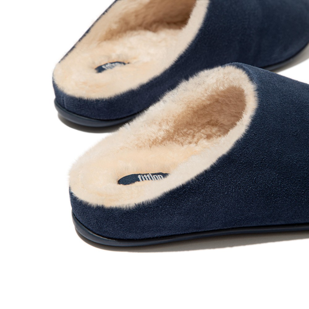 Fitflop Womens Slippers Navy - Chrissie Shearling - 86RQHBPMX